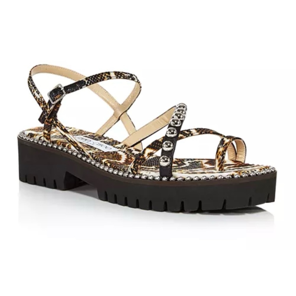 Jimmy Choo Leopard Print Sandals with Black Sole